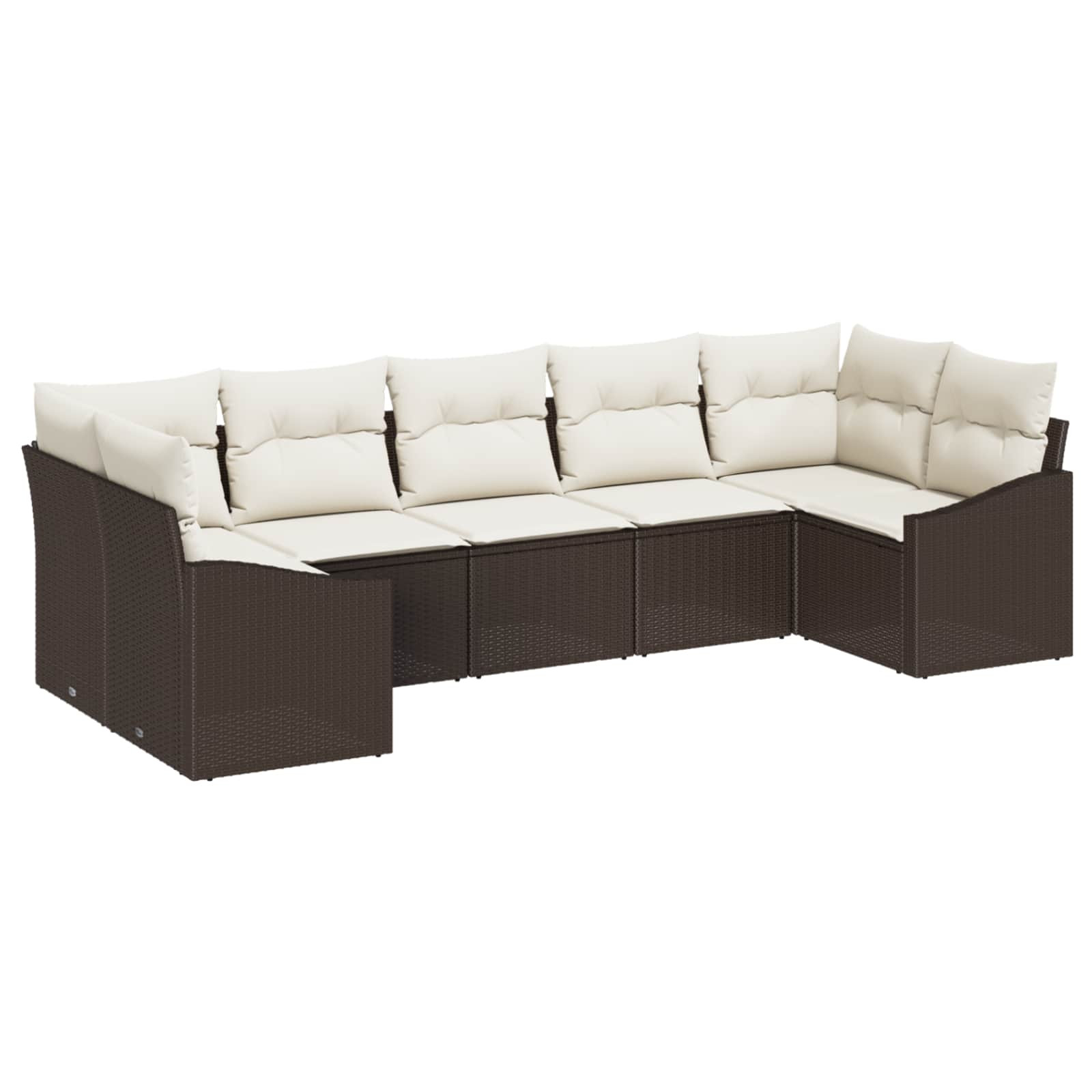vidaXL Gartensofa-set mit Speicher 7 pcs Braun und Creme Poly-Rattan