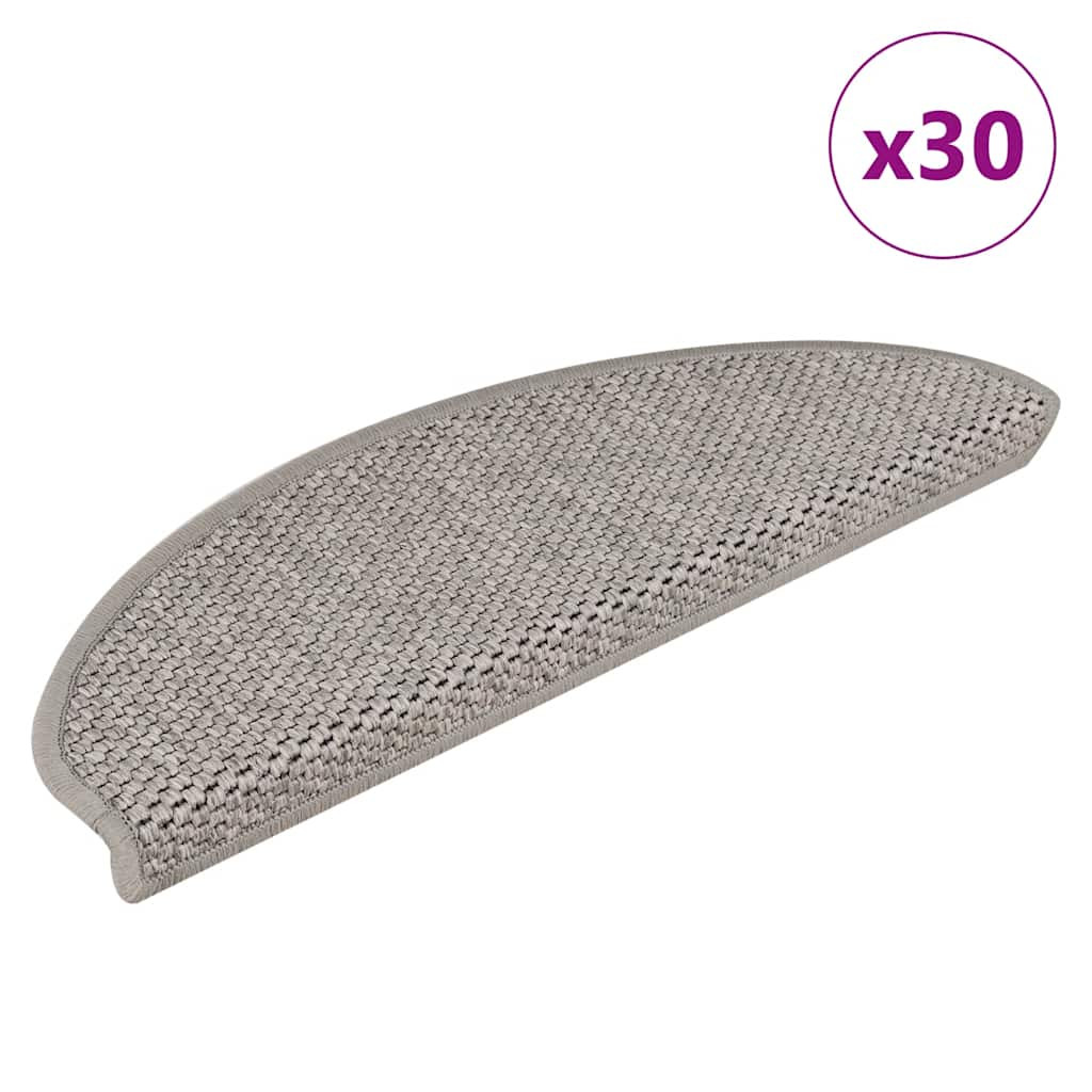 vidaXL Stufenmatten Selbstklebend Sisal-Optik 30Stk. 65x21x4cm Silbern