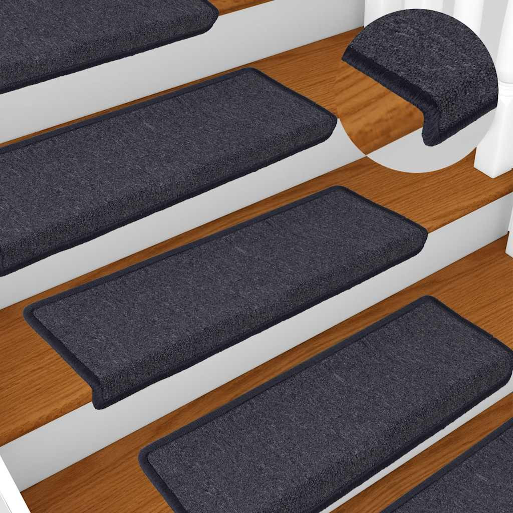 vidaXL Stufenmatten 30 Stk. 65 x 21 x 4 cm Dunkelgrau und Blau Rechteckiger Rand