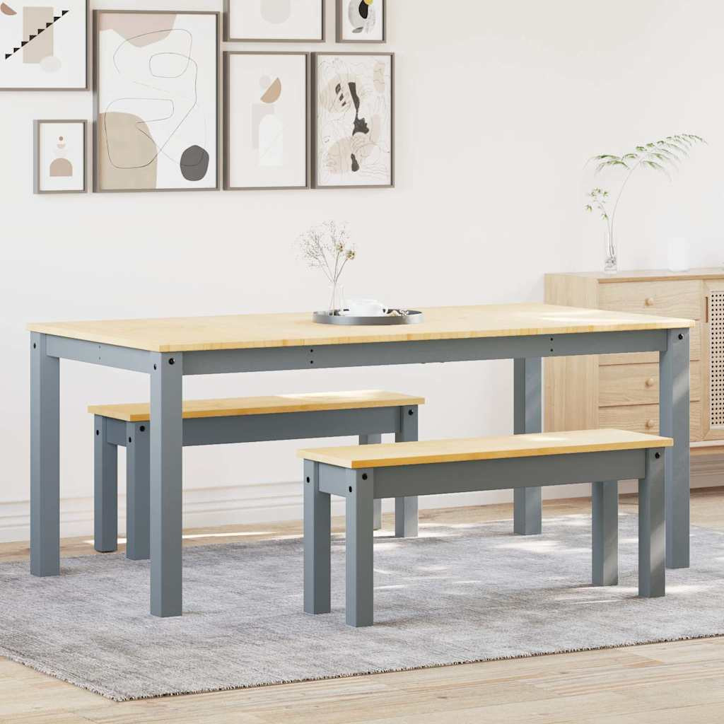 vidaXL 3-tlg. Essgruppe PANAMA Grau Massivholz Kiefer