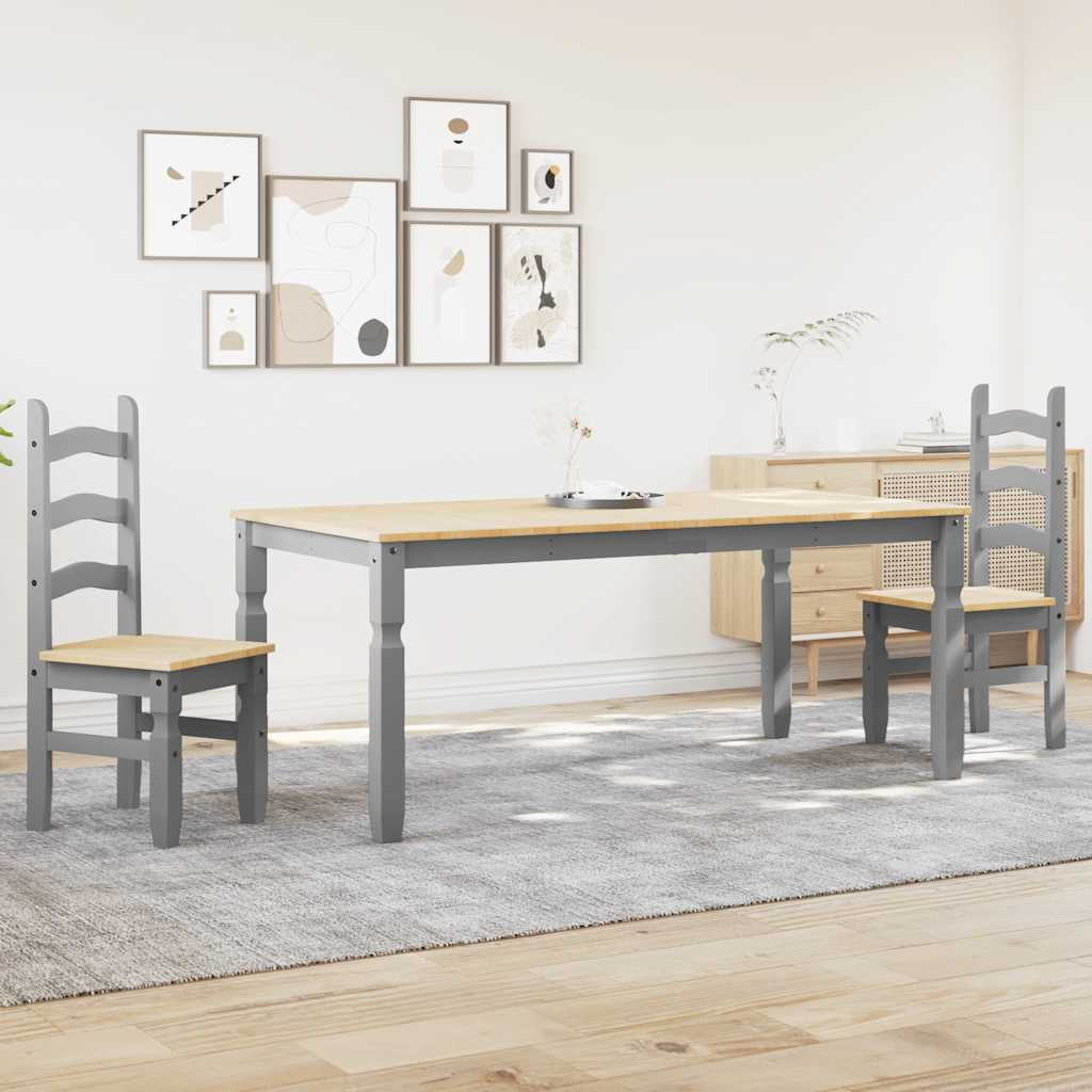vidaXL 3-tlg. Essgruppe PANAMA Grau Massivholz Kiefer