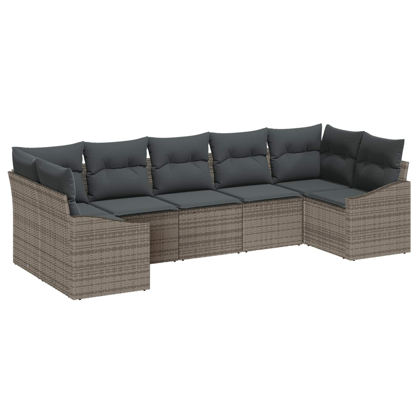 vidaXL Gartensofa-set mit Speicher 7 pcs Grau Poly-Rattan