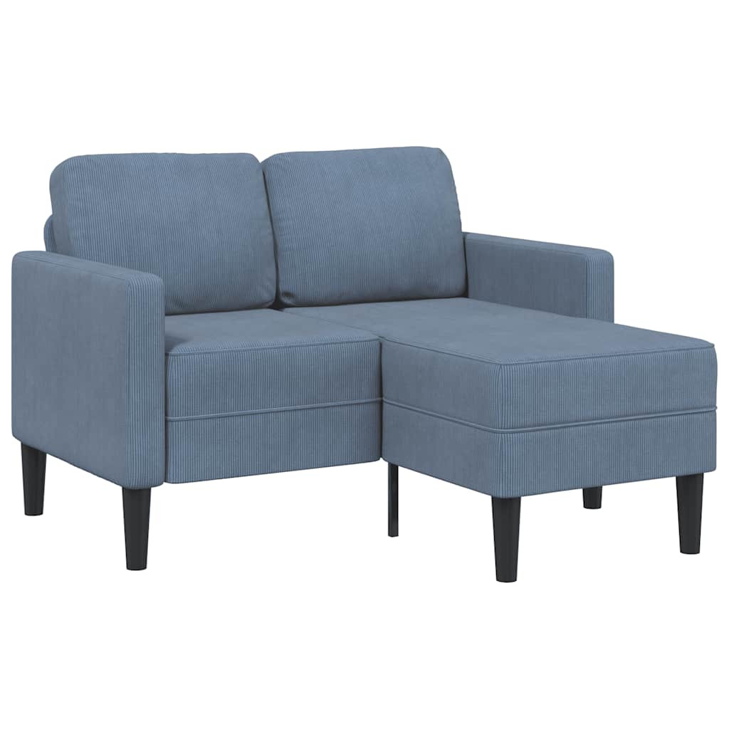 vidaXL 2-Sitzer-Sofa mit Chaiselongue L-Form Blau 125 cm Leinen