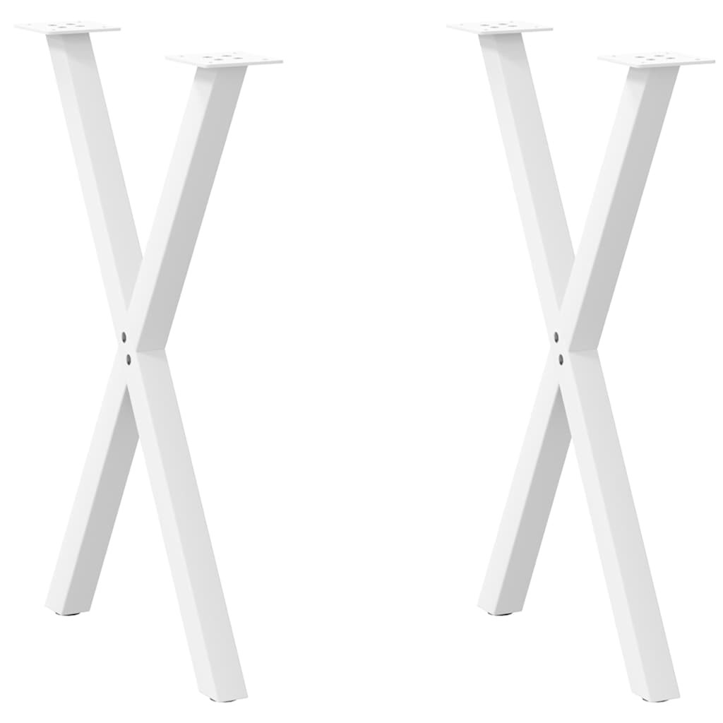 vidaXL Esstischbeine X-Form 2 Stk. Weiß 57x(72-73) cm Stahl