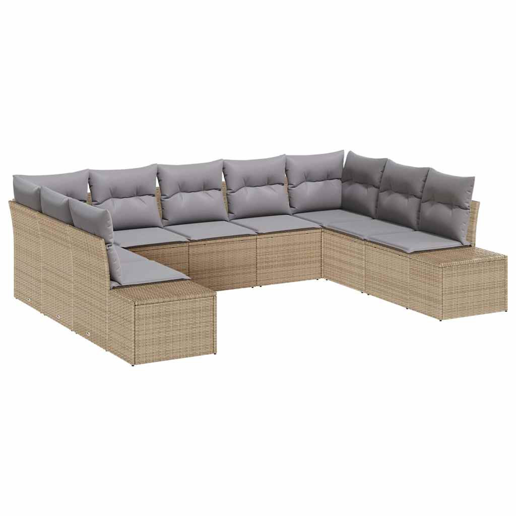 vidaXL Gartensofa-set mit Kissen 9 pcs Beige und Hellgrau Polyrattan