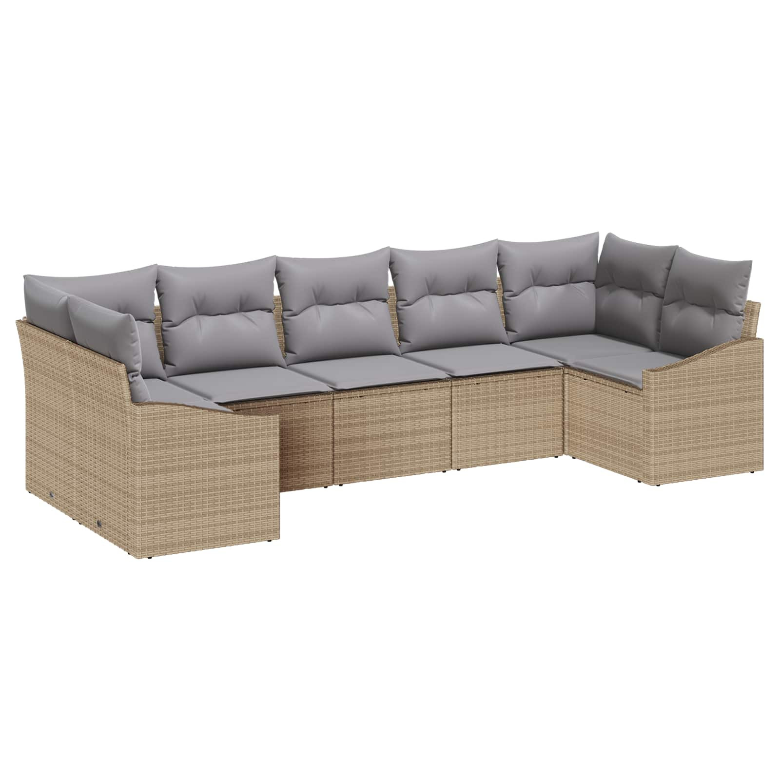 vidaXL Gartensofa-set 7 pcs Beige und Hellgrau Poly-Rattan