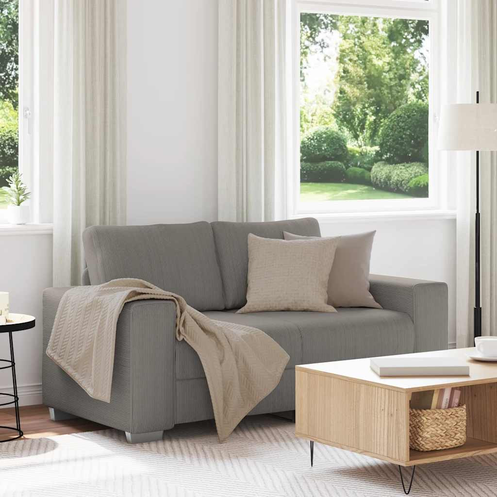 vidaXL Zweisitzer-Sofa Hellgrau 160x77x82 cm Cordstoff