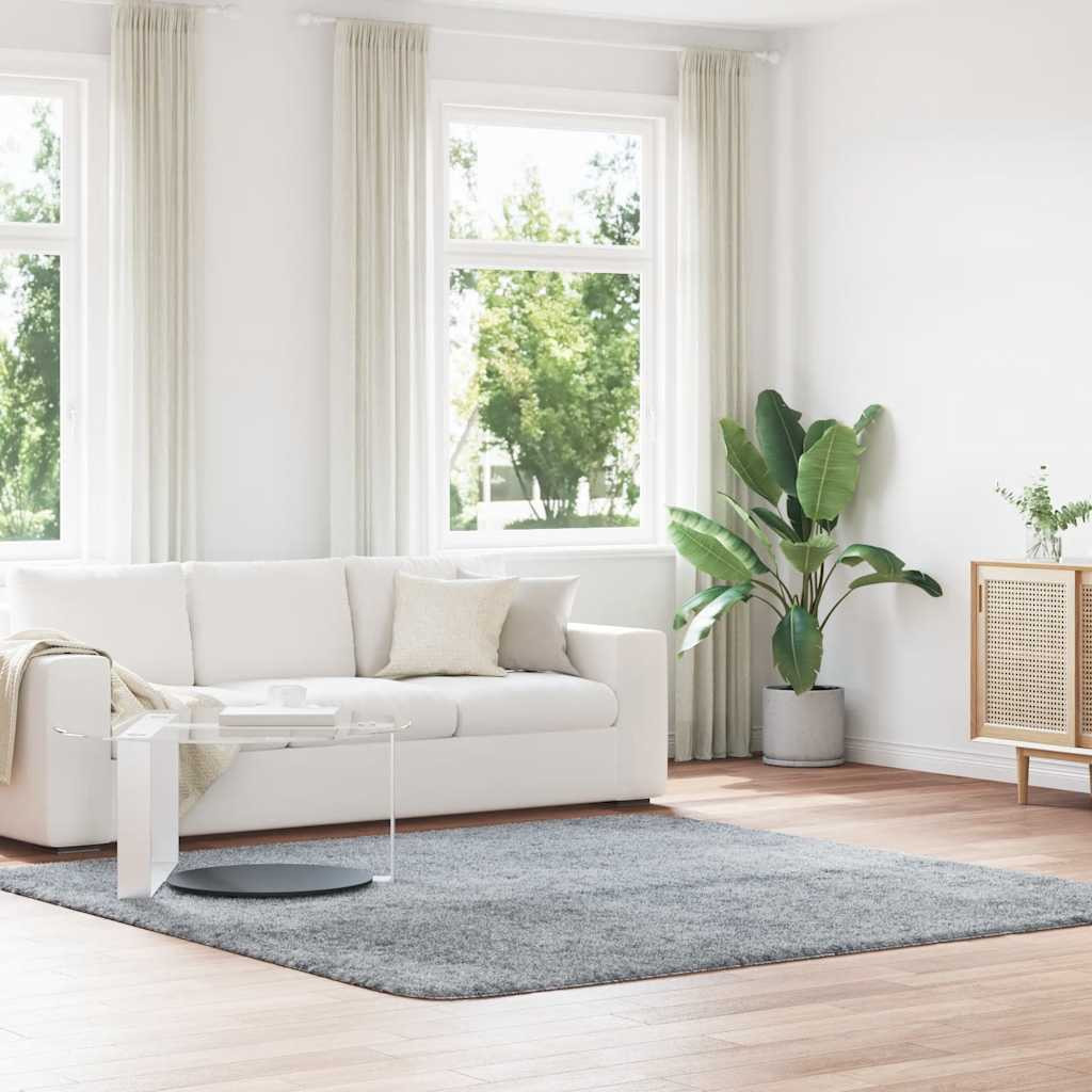 vidaXL Teppich Shaggy Hochflor NAVARRA Hellgrau 240x240 cm Polyester