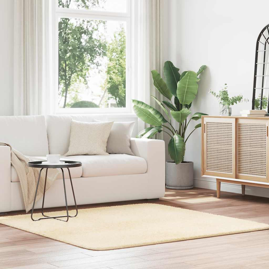 vidaXL Teppich Shaggy Hochflor NAVARRA Creme 160x160 cm Polyester
