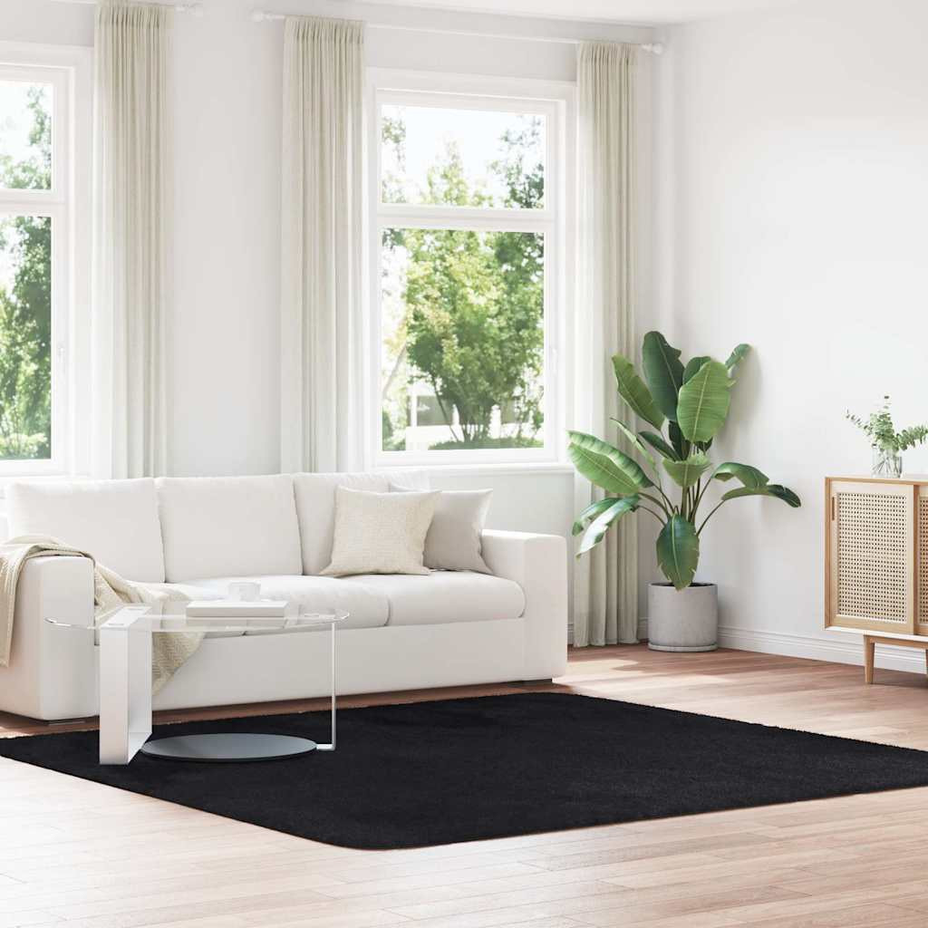 vidaXL Teppich Shaggy Hochflor NAVARRA Schwarz 240x240 cm Polyester
