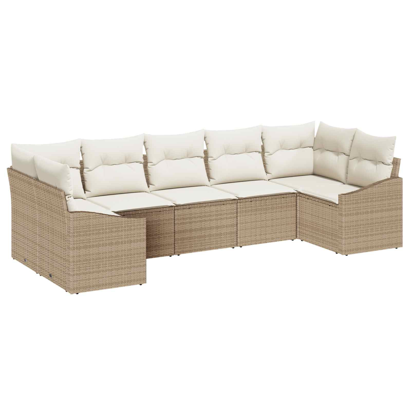 vidaXL Gartensofa-set mit Speicher 7 pcs Beige und Creme Poly-Rattan