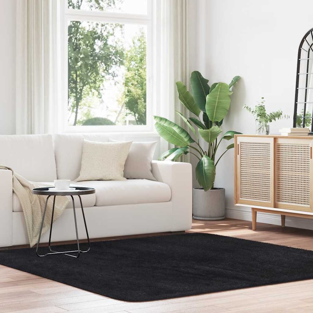vidaXL Teppich Shaggy Hochflor NAVARRA Schwarz 200x200 cm Polyester