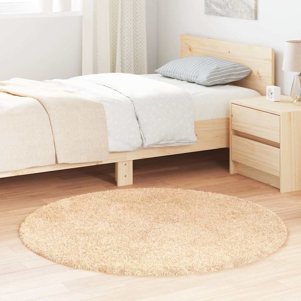 vidaXL Teppich Shaggy Hochflor NAVARRA Beige 120x120 cm Polyester