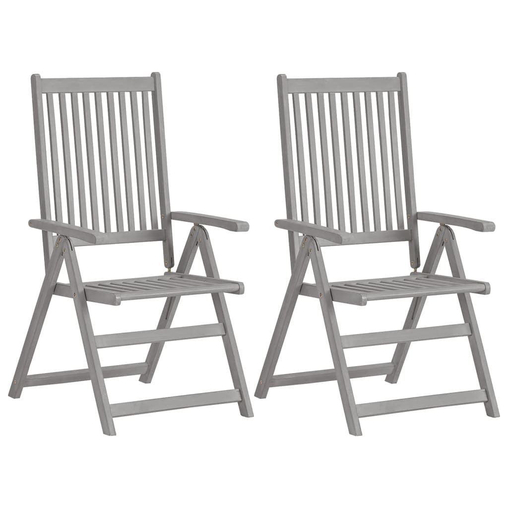 vidaXL Verstellbare Gartenstühle 2 Stk. Grau Massivholz Akazie