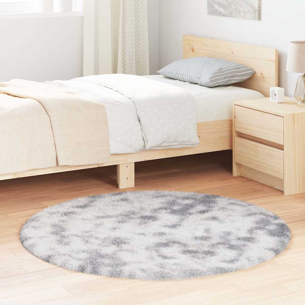 vidaXL Teppich Shaggy Hochflor NAVARRA Silbergrau 120x120 cm Polyester