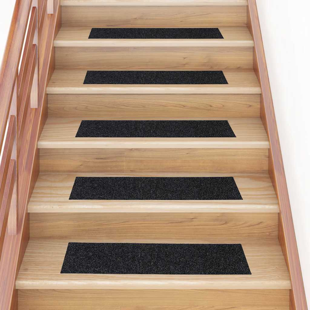 vidaXL Stufenmatten Selbstklebend 30 Stk. 76x20 cm Schwarz Rechteckig