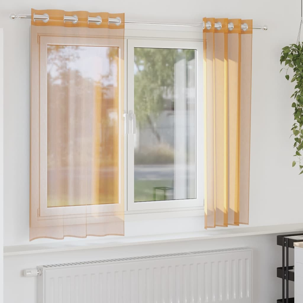 vidaXL Voile Vorhänge mit Ösen 2 Stk. Orange 140x175 cm