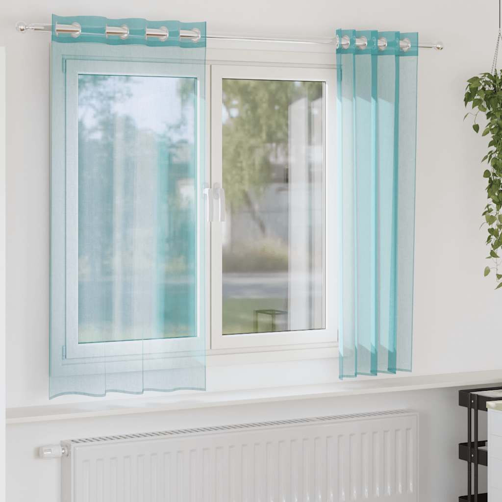 vidaXL Voile Vorhänge mit Ösen 2 Stk. Türkis