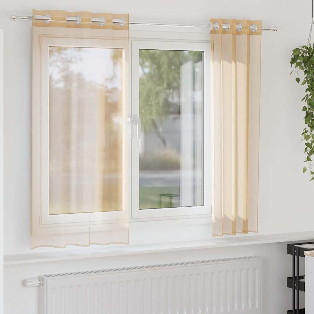 vidaXL Voile Vorhänge mit Ösen 2 Stk. Sandfarbe