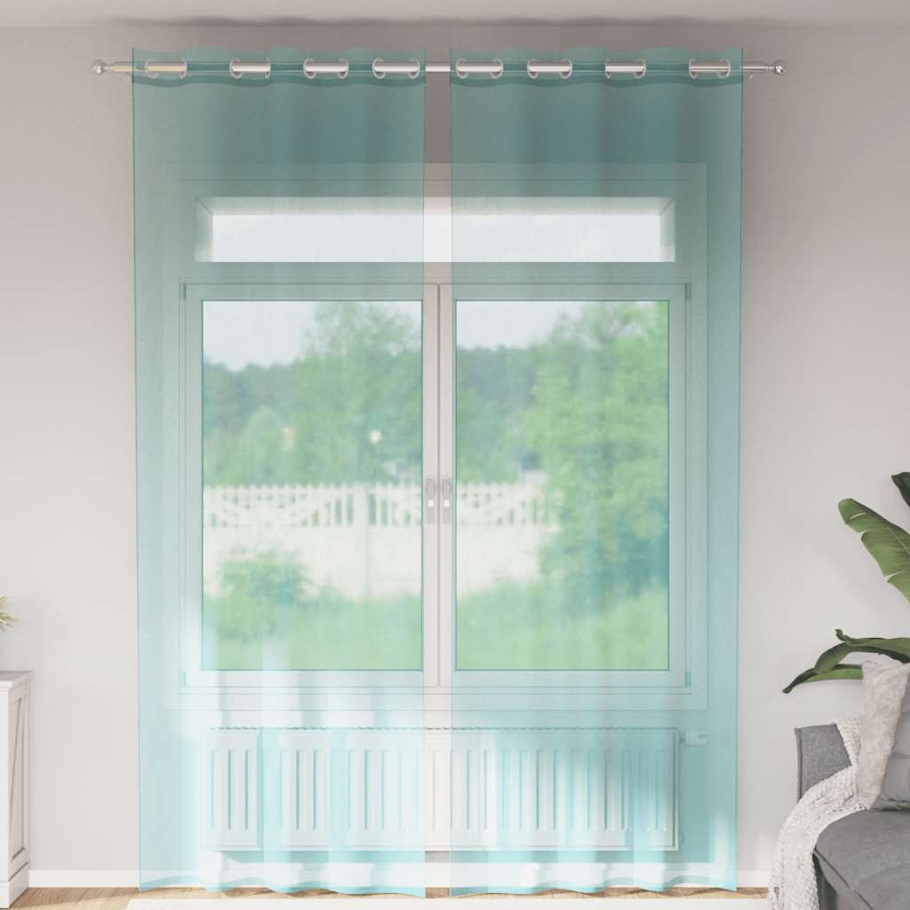 vidaXL Voile Vorhänge mit Ösen 2 Stk. Türkis