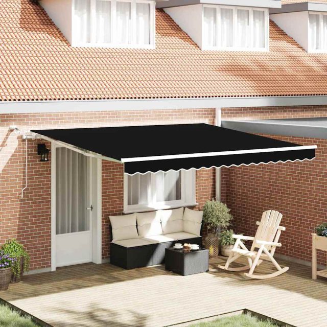 vidaXL Ausziehbare Markise Schwarz 400 x 300 cm Polyester