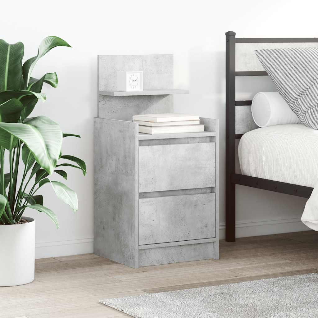 vidaXL Nachttische mit 2 Schubladen 2 Stk. Betongrau 38x34x80 cm
