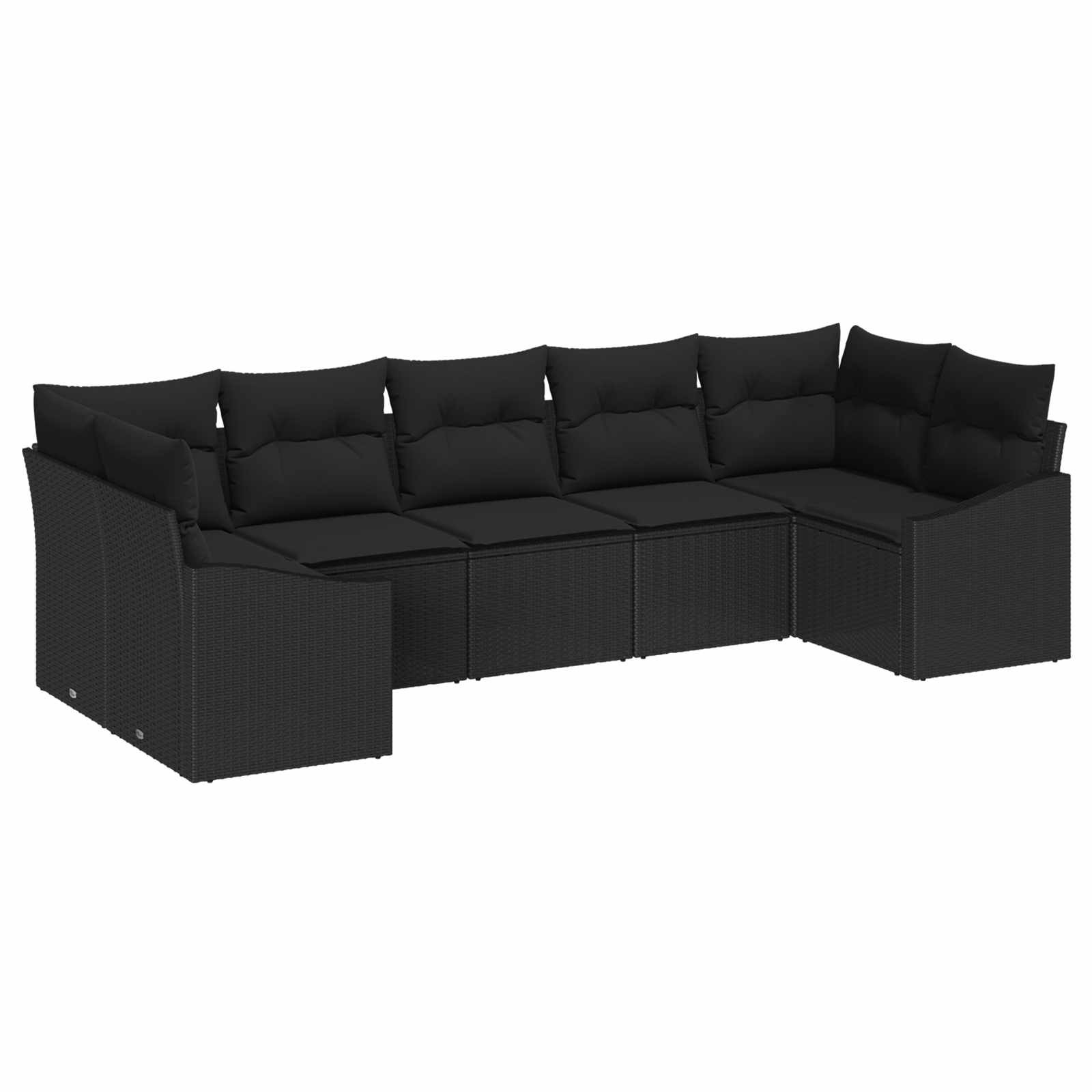 vidaXL Gartensofa-set mit Speicher 7 pcs Schwarz Poly-Rattan