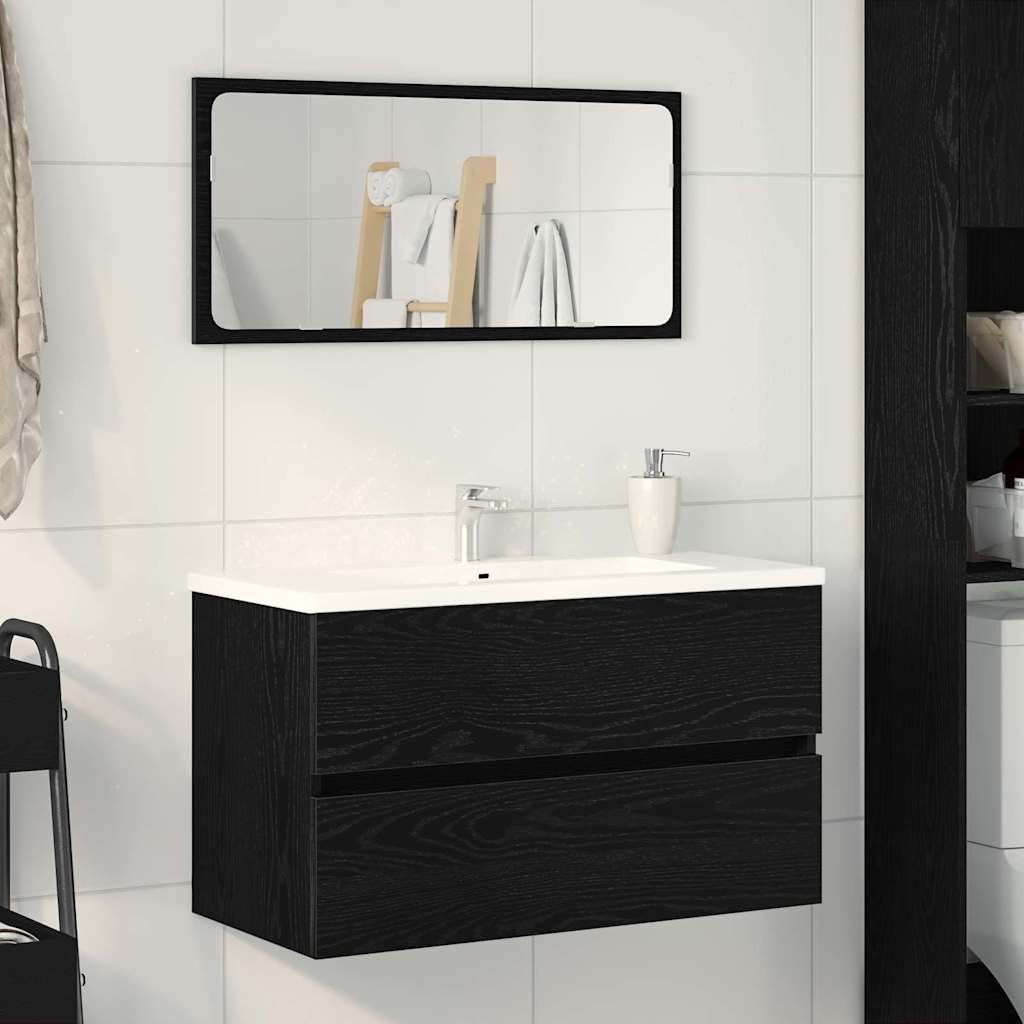 vidaXL Spülbeckenschrank Schwarz Eiche 80x38,5x45 cm Holzwerkstoff