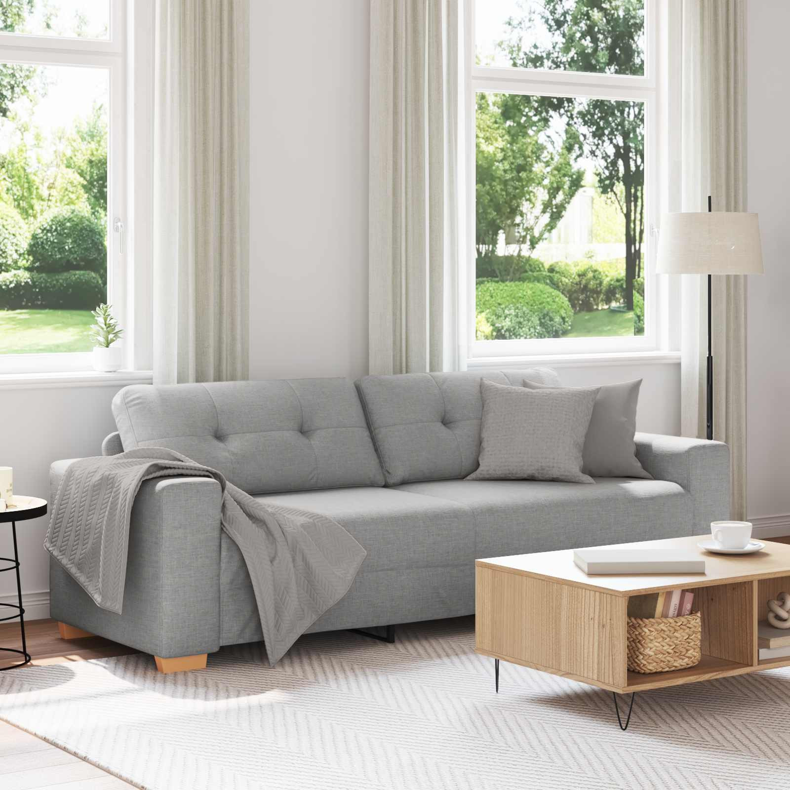 vidaXL 3-Sitzer-Sofa Wolkengrau 220 cm Stoff