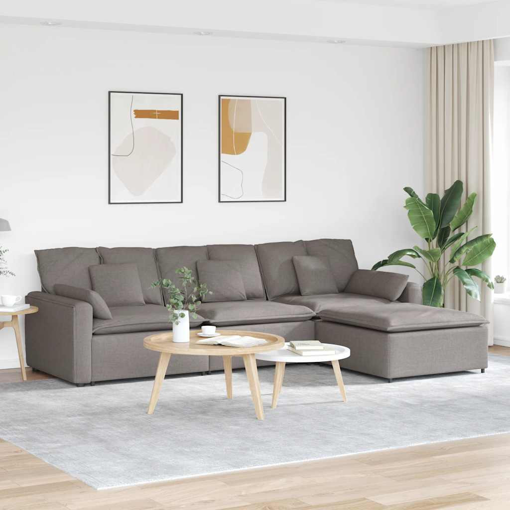 vidaXL Modulares Sofa mit Fußhocker und Kissen Taupe