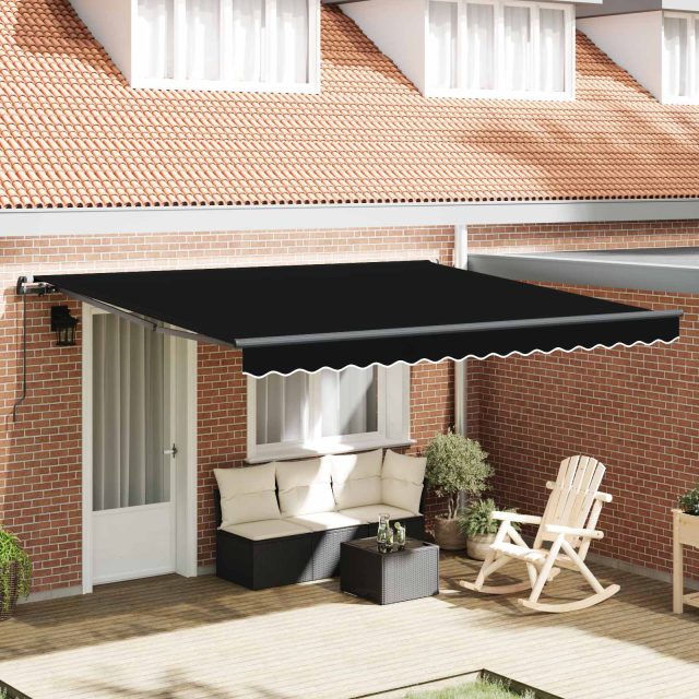 vidaXL Ausziehbare Markise Schwarz 400 x 300 cm