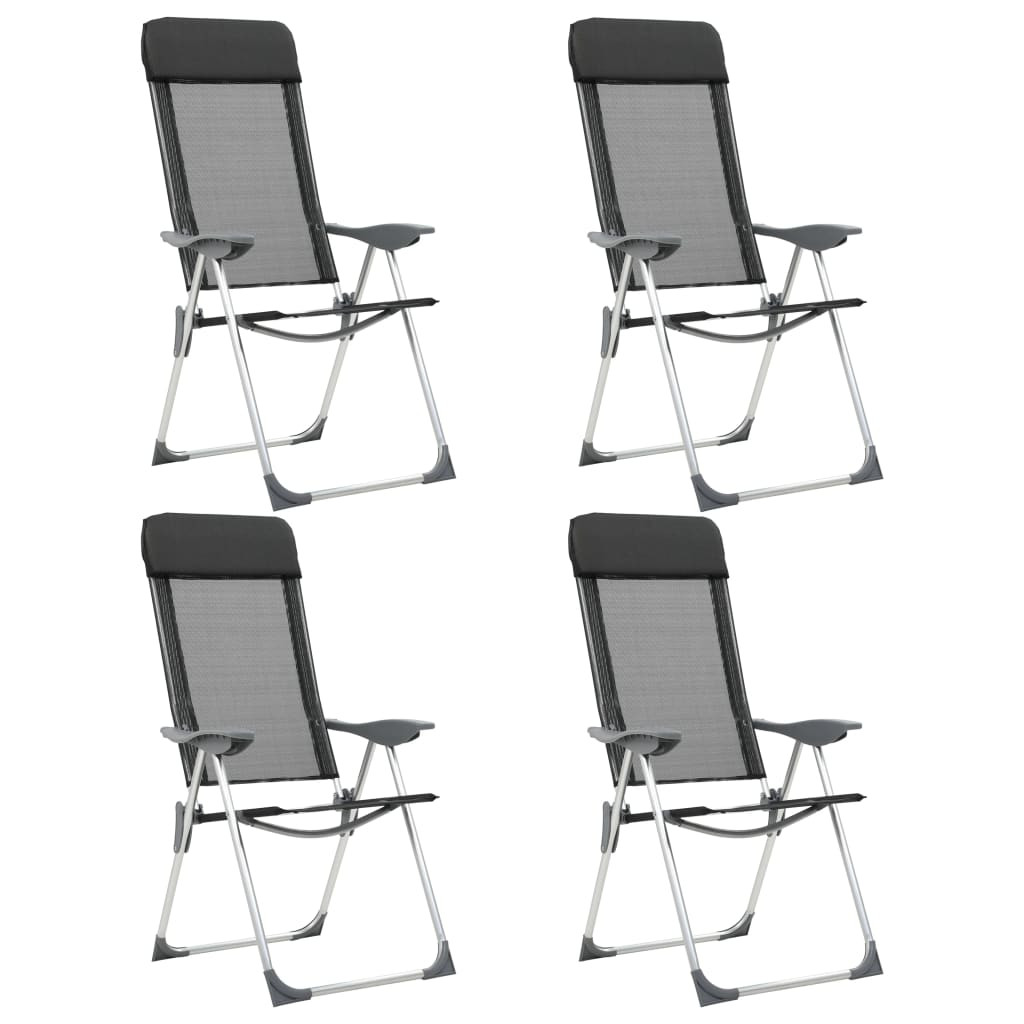 vidaXL Klappbare Campingstühle 4 Stk. Aluminium Schwarz