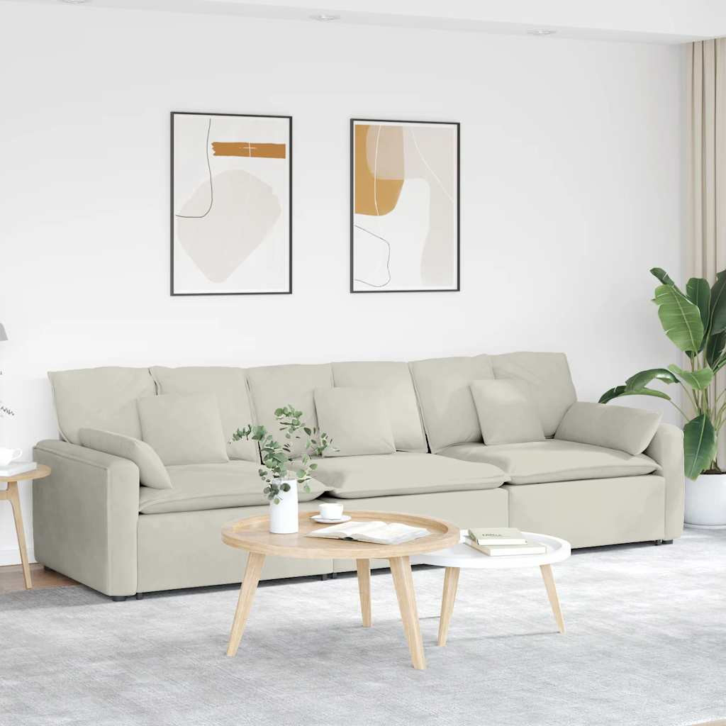 vidaXL Modulares Sofa mit Kissen Cream