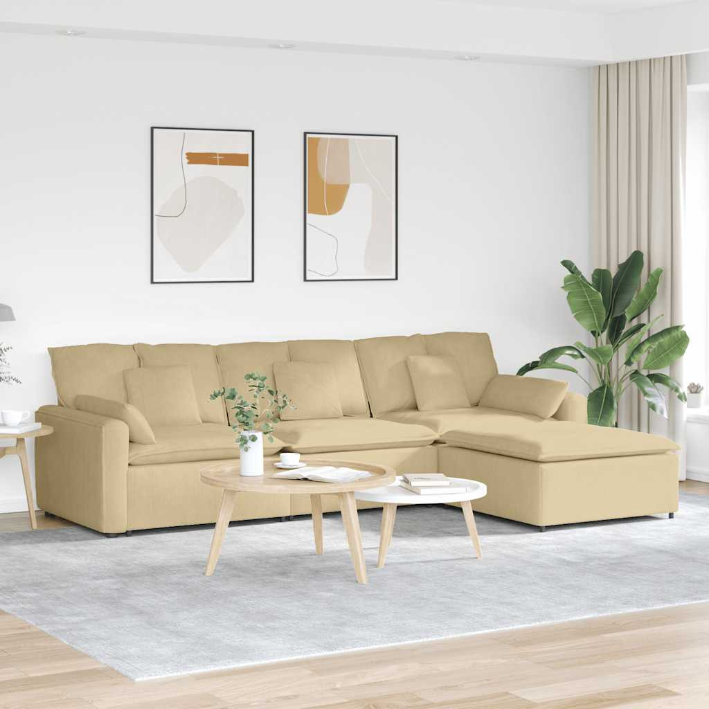 vidaXL Modulares Sofa mit Fußhocker und Kissen Graugrün