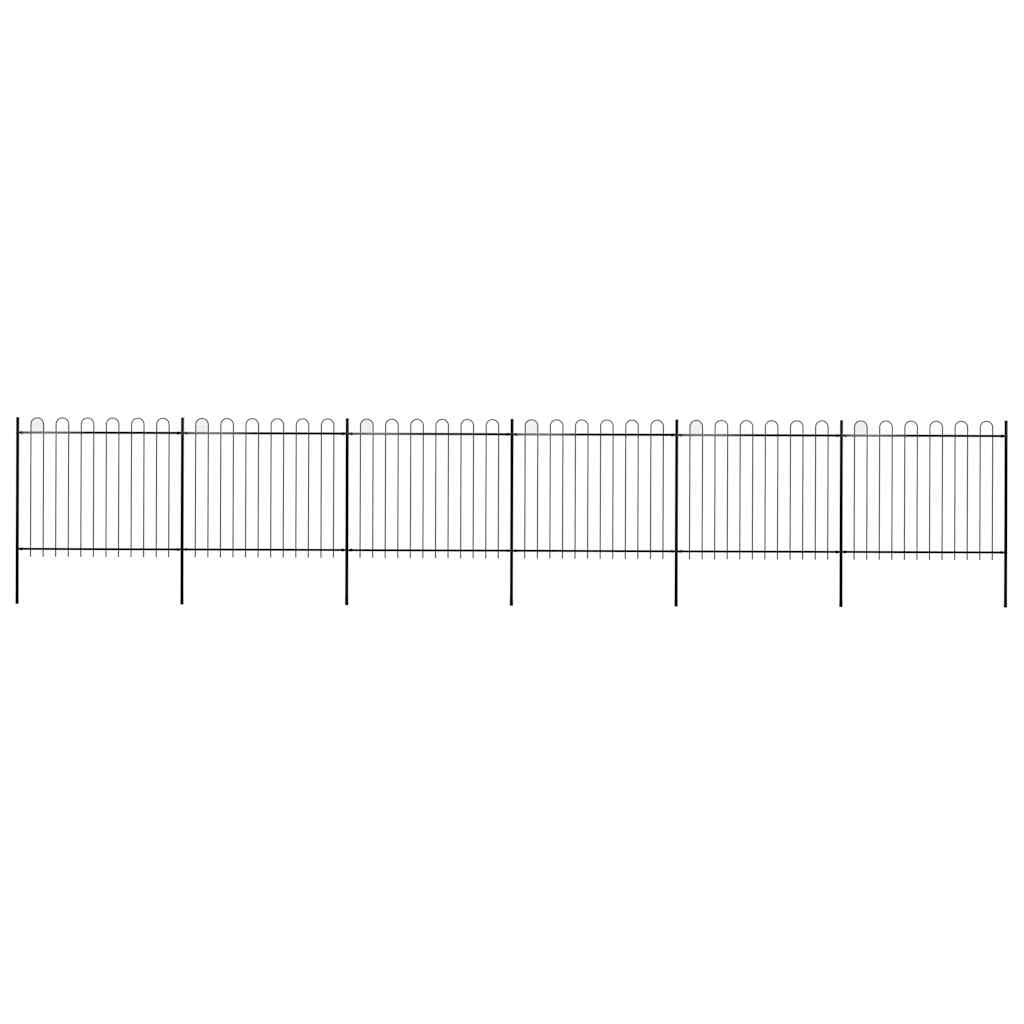 vidaXL Gartenzaun mit Rundbogen Stahl 1005 x 150 cm Schwarz