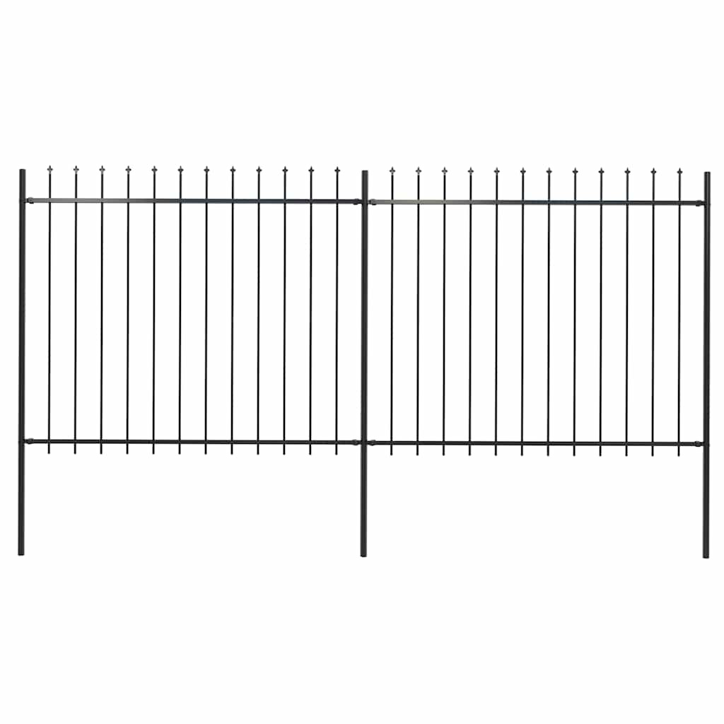 vidaXL Gartenzaun mit Speerspitze Stahl 337 x 150 cm Schwarz