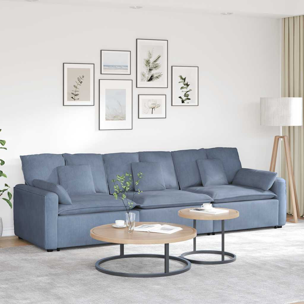 vidaXL Modulares Sofa mit Kissen Blau