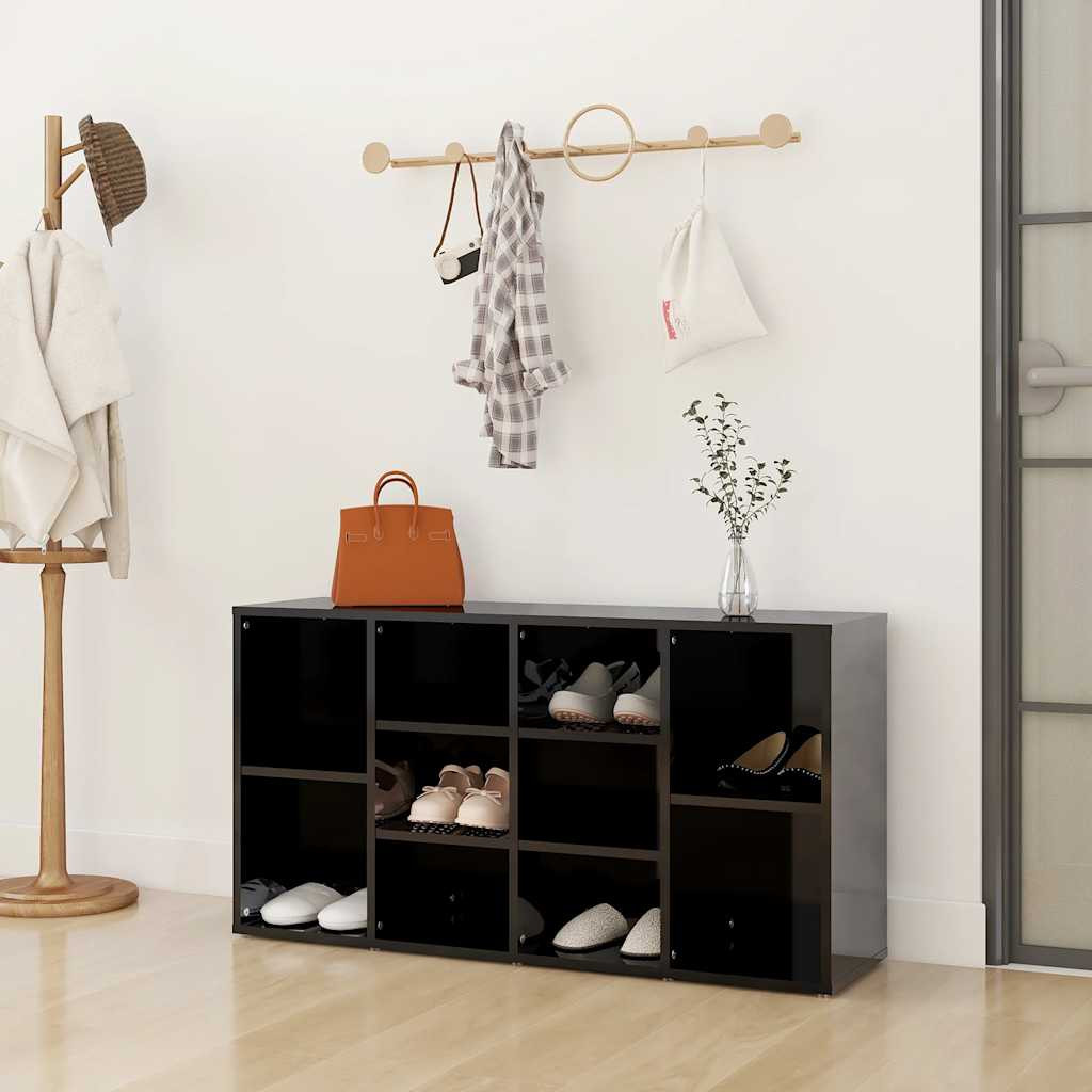 vidaXL Schuhbank Hochglanz-Schwarz 103x30x55 cm Holzwerkstoff