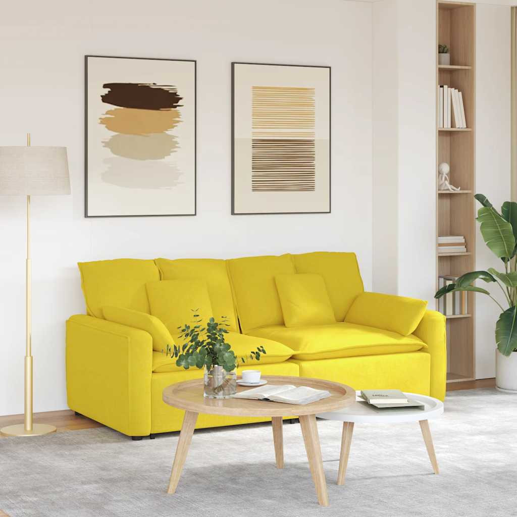 vidaXL Modulares Sofa mit Kissen Hellgelb