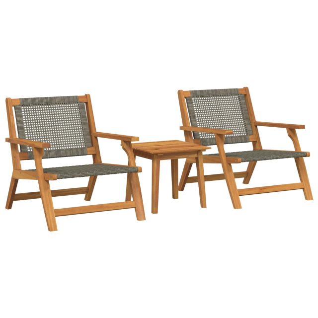 vidaXL Gartenstühle mit Tisch 3 pcs Grau Massivholz Akazie