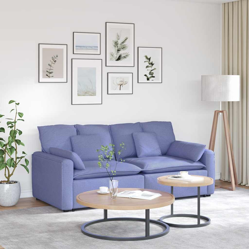 vidaXL Modulares Sofa mit Kissen Jeansblau