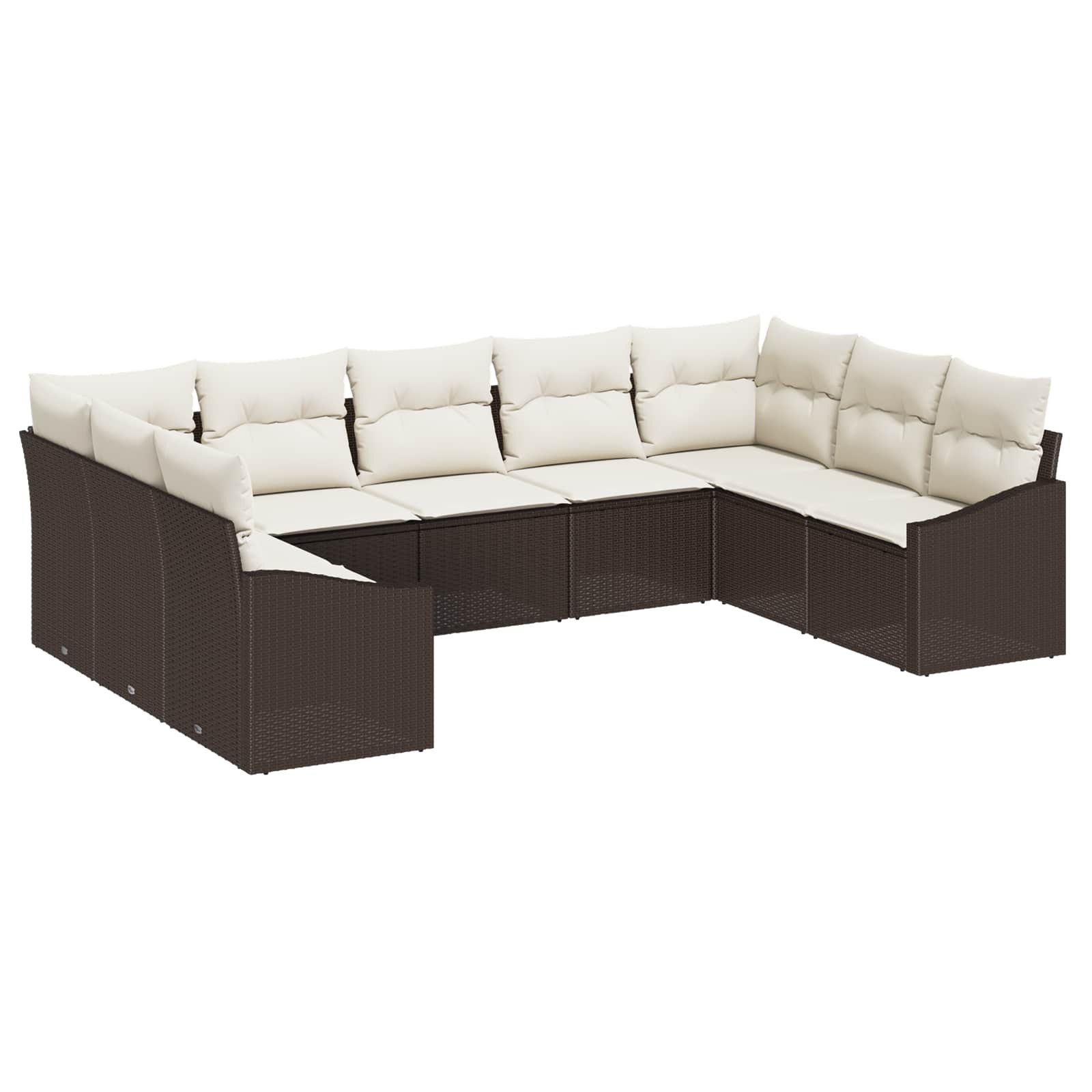 vidaXL Gartensofa-set mit Speicher 9 pcs Braun und Creme Poly-Rattan