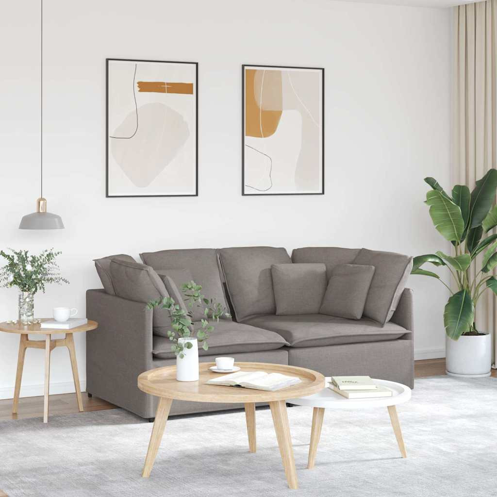vidaXL Modulares Sofa mit Kissen Stoff Taupe