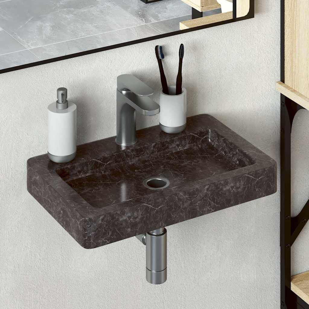 vidaXL Wandwaschbecken Schwarz 38x24x6,5 cm Marmor