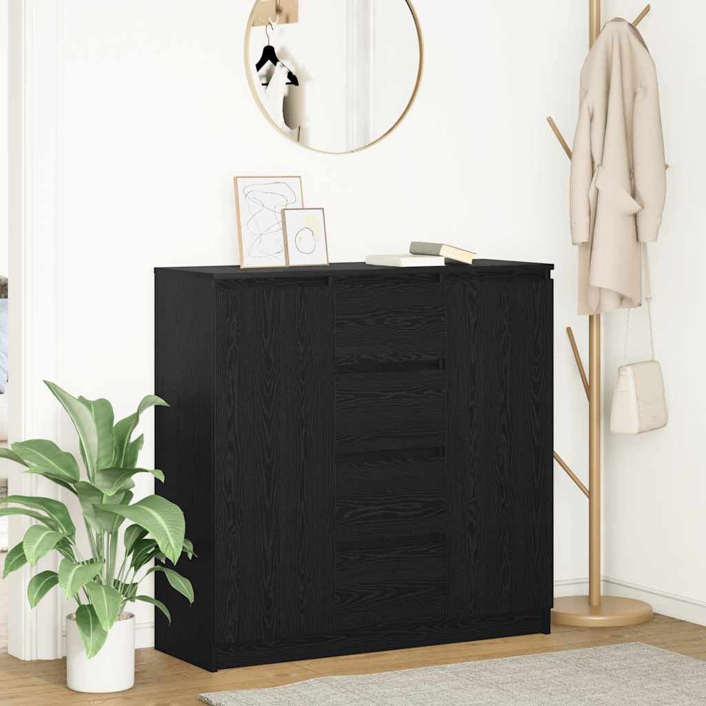 vidaXL Sideboard mit Schubladen Schwarz Eichen-Optik 100,5x35x98,5 cm