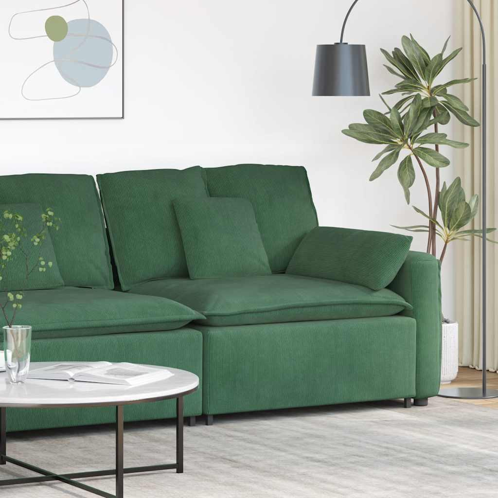 vidaXL Modulares Sofa Endmodul mit Armlehne Kissen Dunkelgrün 100cm