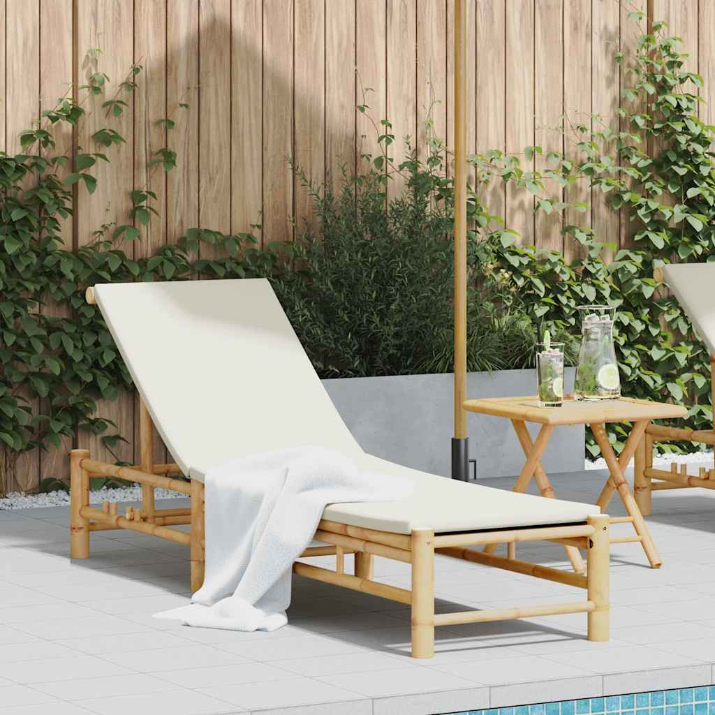 vidaXL Sonnenliege mit Auflage 55x199x30 cm Bambus