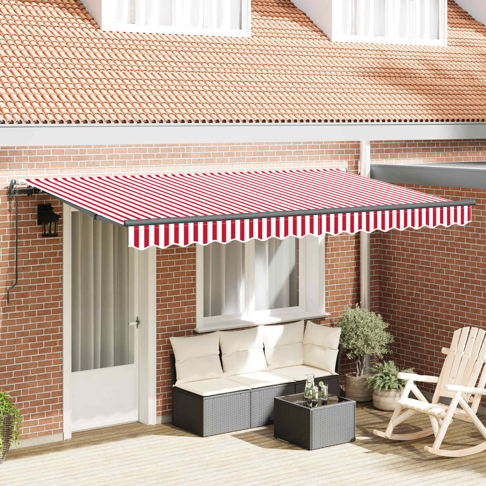 vidaXL Einziehbare Markise Rot 400 x 200 cm Stoff