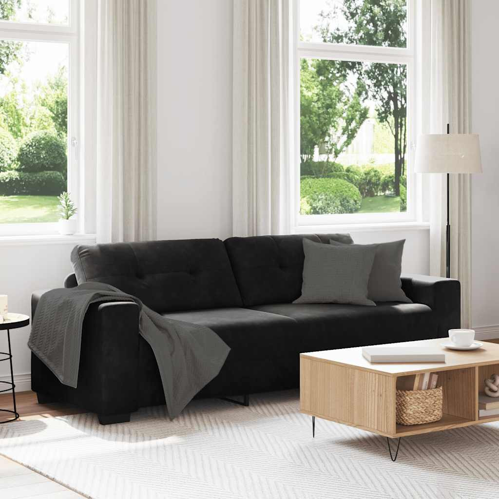 vidaXL 3-Sitzer-Sofa Schwarz 220x78x80 cm Samt