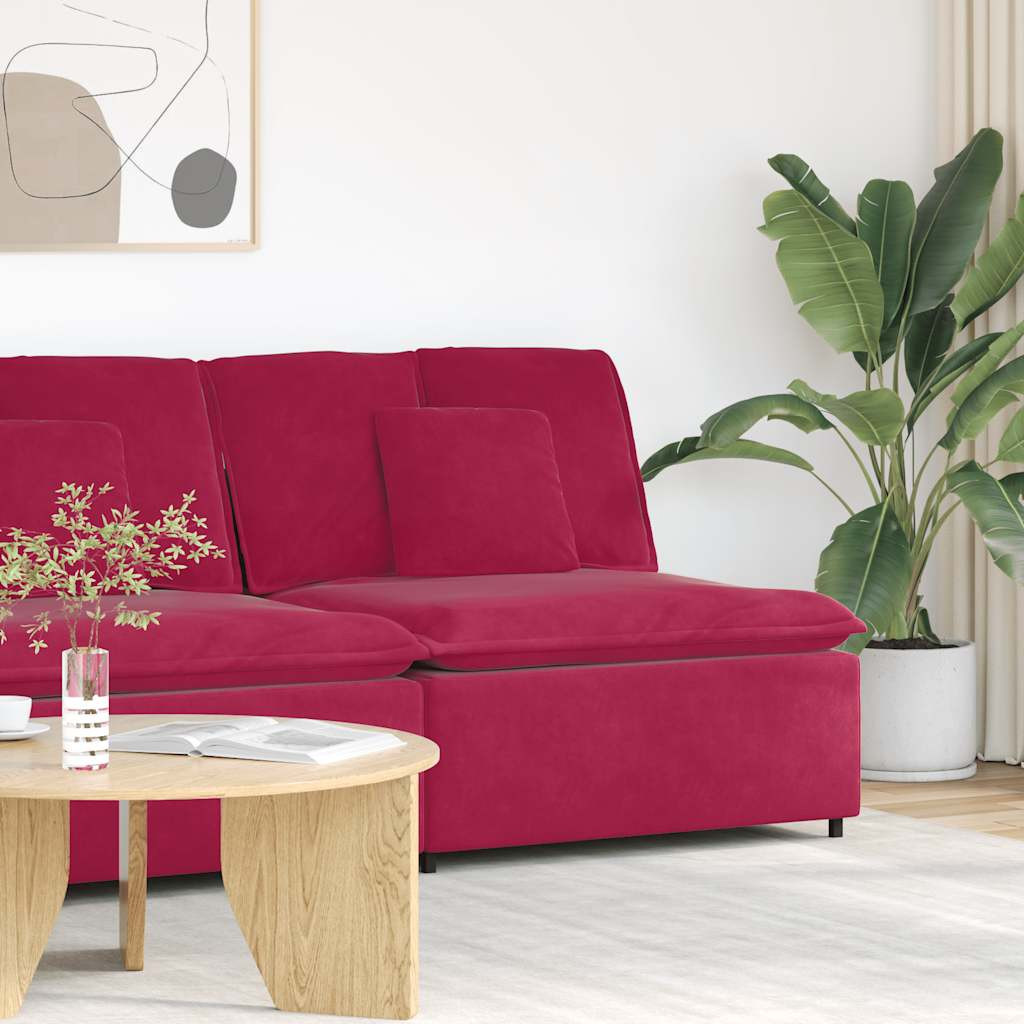 vidaXL Modulares Sofa Mittelmodul mit Kissen Weinrot 100 cm